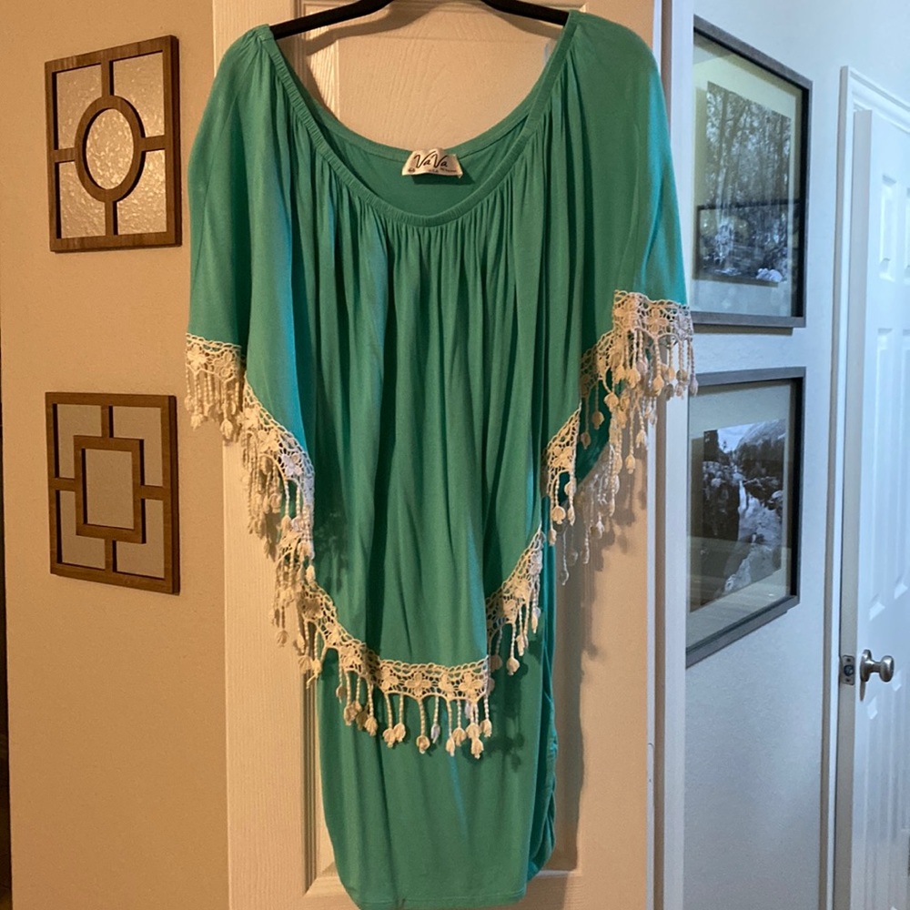 Turquoise off the shoulder dress